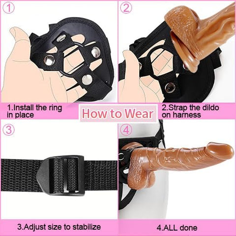 Strap On Di#do Harness Ad*ul#t Se*x Toys for Women Men Pegging Dildo, Adjustable Waist and Thigh Soft Nylon Vegan Leather Belt