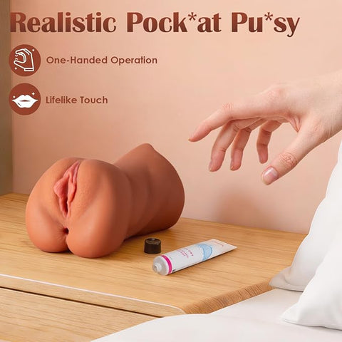 Pocket Pussy Sex Toys for Men, 3D Textured Adult Male Masturbator with Sexy Mouth Realistic Vagina Tight Anus, Mens Stroker Sex Doll for Man Masturbation