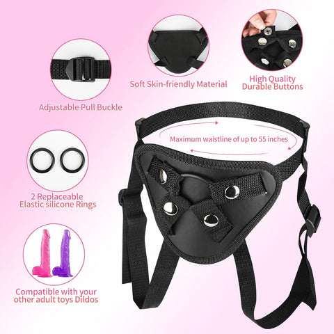 Strap On Di#do Harness Ad*ul#t Se*x Toys for Women Men Pegging Dildo, Adjustable Waist and Thigh Soft Nylon Vegan Leather Belt