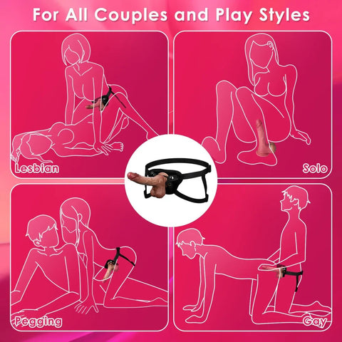 Strap On Dildo Sex Toys for Women - Strapon Harness Dildos Vibrator Adult Toys with 8 Vibration & Remote control Modes for Vagina Anal Sex Stimulation, Silicone Suction Cup Dildo for Women and Lesbian